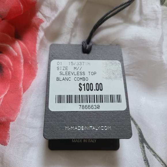 M Made in Italy Women's Silk Floral Roses Sheer Tie Back Sleeveless Blouse - Picture 2 of 14